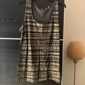 T Tahari Metallic Gold  Stripes Tank Size M
